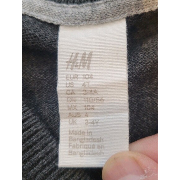 H&M HM Long Sleeve Button V-neck Cardigan Grey Size 4T Kid Toddler 100% Cotton - Picture 5 of 6